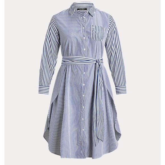 Lauren Ralph Lauren Dresses & Skirts - Lauren Ralph Lauren Shirtdress Striped Blue White 4 Preppy Nautical Cotton Money